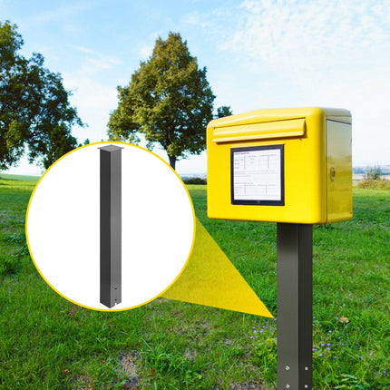 Mailbox Post Stand Mail Box Post 43" Black Powder-Coated Steel for Outdoor.