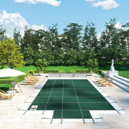Pool Safety Cover Fits18x36ft Inground Safety Pool Cover Green Mesh with 4x8ft Center End Steps Solid Pool Safety Cover for Swimming Pool Winter.