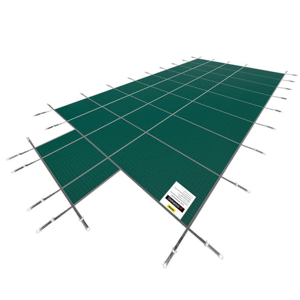 Pool Safety Cover Fits18x36ft Inground Safety Pool Cover Green Mesh with 4x8ft Center End Steps Solid Pool Safety Cover for Swimming Pool Winter.