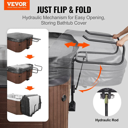 Hot Tub Cover Lift, Spa Cover Lift, Hydraulic, Height 84.07cm - 104.9cm Width 134.87cm - 234.95cm Adjustable, Installed Underneath on one Sides, Suitable for Various Sizes of Hot Tubs, Spa.