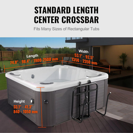 Hot Tub Cover Lift, Spa Cover Lift, Hydraulic, Height 84.07cm - 104.9cm Width 134.87cm - 234.95cm Adjustable, Installed Underneath on one Sides, Suitable for Various Sizes of Hot Tubs, Spa.