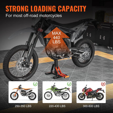 Dirt Bike Lift Stand, Motorcycle Jack Lift Stand 440 lbs Capacity and Hydraulic Lift Operation, Adjustable Height Hoist Table, for Dirt Pit Bike Repair, Maintenance, Dirt Bike Accessories.