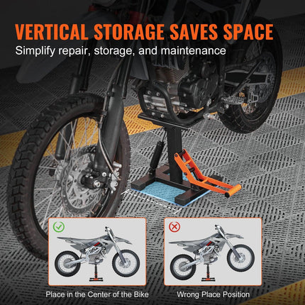 Dirt Bike Lift Stand, Motorcycle Jack Lift Stand 440 lbs Capacity and Hydraulic Lift Operation, Adjustable Height Hoist Table, for Dirt Pit Bike Repair, Maintenance, Dirt Bike Accessories.