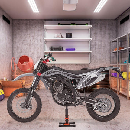 Dirt Bike Lift Stand, Motorcycle Jack Lift Stand 440 lbs Capacity and Hydraulic Lift Operation, Adjustable Height Hoist Table, for Dirt Pit Bike Repair, Maintenance, Dirt Bike Accessories.