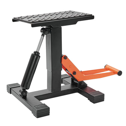 Dirt Bike Lift Stand, Motorcycle Jack Lift Stand 440 lbs Capacity and Hydraulic Lift Operation, Adjustable Height Hoist Table, for Dirt Pit Bike Repair, Maintenance, Dirt Bike Accessories.