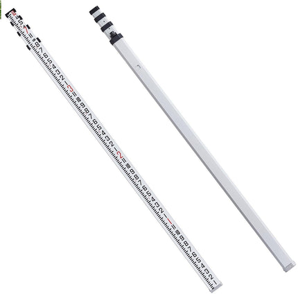 Aluminum Grade Rod, 14-Feet/8ths 4 Sections Telescopic Measuring Rod, Double-Sided Scale 1/8in Leveling Rod Stick, Aluminum Alloy Survey Rod w/ Bubble Level &Carrying Bag for Houses,Walls,Floors.