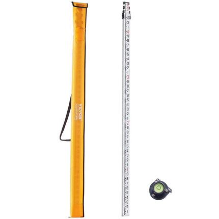 Measuring Rod 16-Feet/10ths 4 Sections Telescopic Grade Rod 1/10ft w/ Bag.
