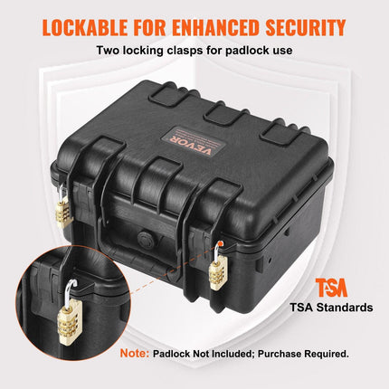 Hard Pistol Cases with Pre-cut PU Foam, Waterproof & Dustproof Hard Gun Case for 2 Pistol, 14.1×11.5×7.6 in Lockable Pistol Case, Black.