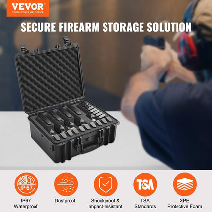 Hard Pistol Cases with Pre-cut Lining Lockable Pistol Case for 5 Pistol.