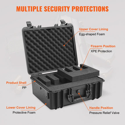 Hard Pistol Cases with Pre-cut Lining Lockable Pistol Case for 5 Pistol.