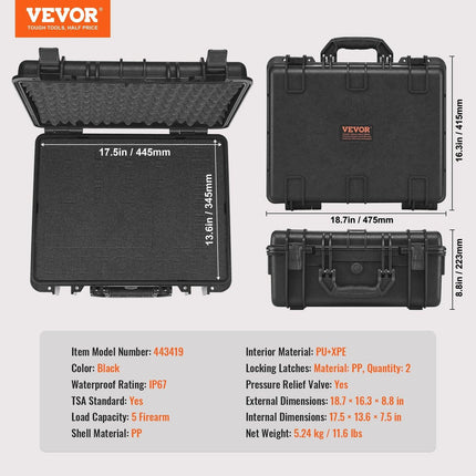 Hard Pistol Cases with Pre-cut Lining Lockable Pistol Case for 5 Pistol.