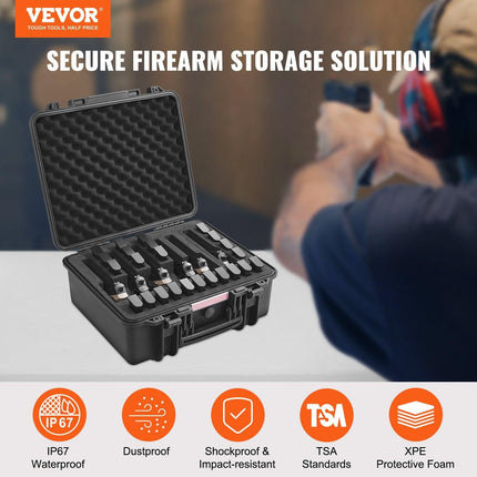 Hard Pistol Cases with Pre-cut Lining Lockable Pistol Case for 6 Pistol.