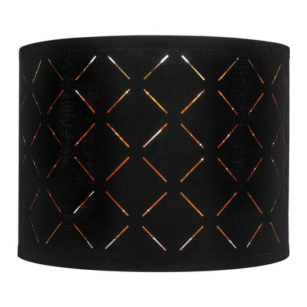 Drum Lamp Shade 2 Set, 33 cm Top x 33 cm Bottom x 25 cm High, Medium Drum Lampshade with Harp, Replacement Lamp Shade for Table Lamps Floor Lamps Pendant Lights, Black Diamond Hollow Design.
