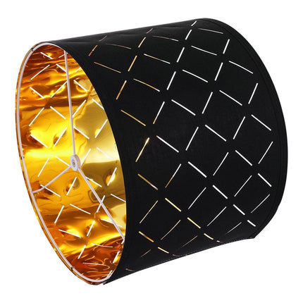 Drum Lamp Shade 2 Set, 33 cm Top x 33 cm Bottom x 25 cm High, Medium Drum Lampshade with Harp, Replacement Lamp Shade for Table Lamps Floor Lamps Pendant Lights, Black Diamond Hollow Design.