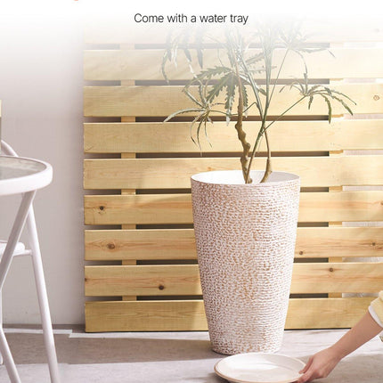 Tall Planter Set of 2 Round Tapered Plant Pots 53 cm for Outdoor Indoor.