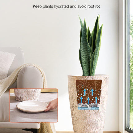 Tall Planter Set of 2 Round Tapered Plant Pots 53 cm for Outdoor Indoor.
