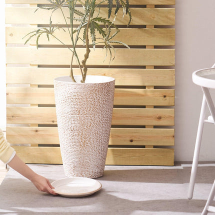 Tall Planter Set of 2 Round Tapered Plant Pots 53 cm for Outdoor Indoor.