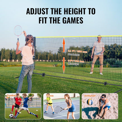 Badminton Net, Height Adjustable Volleyball Net, 10ft Wide Foldable Pickleball Net, Portable Easy Setup Tennis Net Set with Poles, Stand and Carry Bag, for Kids Backyard Game Indoor Outdoor Use.