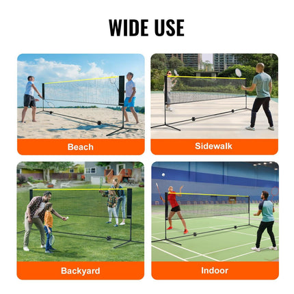 Badminton Net, Height Adjustable Volleyball Net, 10ft Wide Foldable Pickleball Net, Portable Easy Setup Tennis Net Set with Poles, Stand and Carry Bag, for Kids Backyard Game Indoor Outdoor Use.
