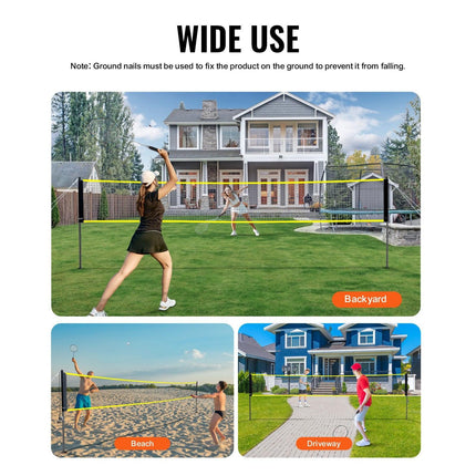 Badminton Net Set, Outdoor Backyard Beach Park Badminton Net, Portable Badminton Equipment Set, Adults Kids Badminton Net with Poles, Carrying Bag, 4 Iron Rackets, and 3 Nylon Shuttlecocks.