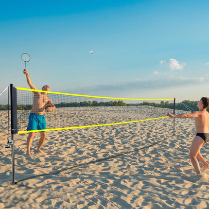 Badminton Net Set, Outdoor Backyard Beach Park Badminton Net, Portable Badminton Equipment Set, Adults Kids Badminton Net with Poles, Carrying Bag, 4 Iron Rackets, and 3 Nylon Shuttlecocks.