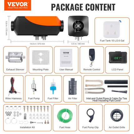 Bluetooth App Control Diesel Air Heater, 12V 8KW Diesel Heater with Automatic Altitude Adjustment, Remote Control and LCD, Diesel Parking Heater for RV Trailer Camper Van Boat.