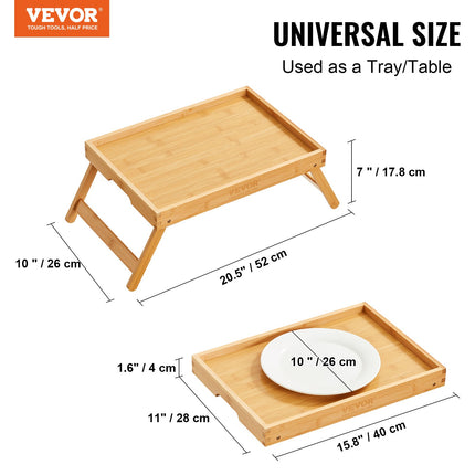 Bed Tray Table with Foldable Legs, Bamboo Breakfast Tray for Sofa, Bed, Eating, Snacking, and Working, Folding Serving Laptop Desk Tray, Portable Food Snack Platter for Picnic, 40x28 cm.