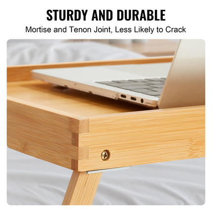 Bed Tray Table with Foldable Legs, Bamboo Breakfast Tray for Sofa, Bed, Eating, Snacking, and Working, Folding Serving Laptop Desk Tray, Portable Food Snack Platter for Picnic, 40x28 cm.