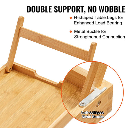 Bed Tray Table with Foldable Legs, Bamboo Breakfast Tray for Sofa, Bed, Eating, Snacking, and Working, Folding Serving Laptop Desk Tray, Portable Food Snack Platter for Picnic, 40x28 cm.