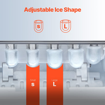 Portable Countertop Ice Maker 26Lbs/24H Self-Cleaning with Scoop Basket.