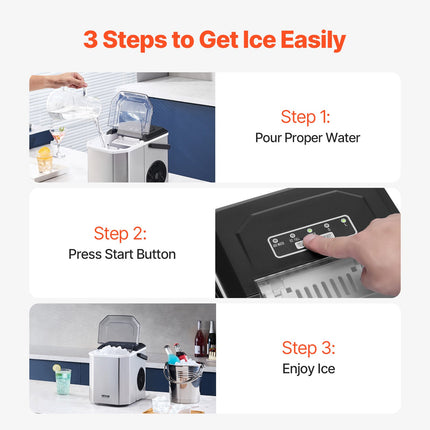 Portable Countertop Ice Maker 26Lbs/24H Self-Cleaning with Scoop Basket.