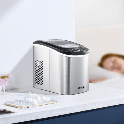 Portable Countertop Ice Maker 33Lbs/24H Self-Cleaning with Scoop Basket.