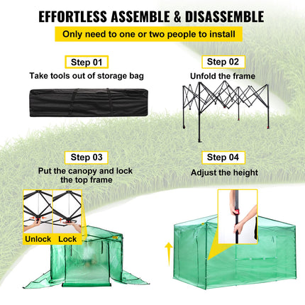12\'x 8\'x 8\' Pop-Up Greenhouse, Set Up in Minutes, Portable Greenhouse with Doors & Windows. High Strength PE Cover & Powder-Coated Steel Construction.