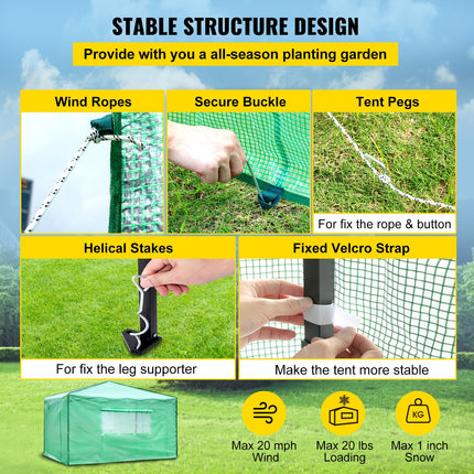 12\'x 8\'x 8\' Pop-Up Greenhouse, Set Up in Minutes, Portable Greenhouse with Doors & Windows. High Strength PE Cover & Powder-Coated Steel Construction.