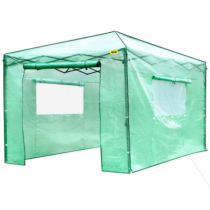 12\'x 8\'x 8\' Pop-Up Greenhouse, Set Up in Minutes, Portable Greenhouse with Doors & Windows. High Strength PE Cover & Powder-Coated Steel Construction.