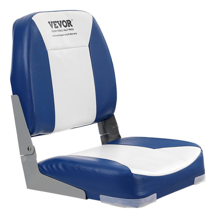 Boat Seat, 480 mm Low Back Boat Seat, Folding Boat Chair with Thickened Sponge Padding and Hinge, Fold-Down Boat Captain Chair for Fishing Boat, Sightseeing Boat, Speedboat, Canoe, 1-Piece.