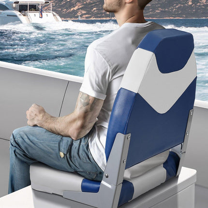 Boat Seats, 555 mm High Back Boat Seat, Folding Boat Chair with Thickened Sponge Padding and Hinge, Fold-Down Boat Captain Chairs for Fishing Boat, Sightseeing Boat, Speedboat, Canoe, 2-Pack.