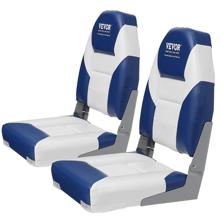 Boat Seats, 555 mm High Back Boat Seat, Folding Boat Chair with Thickened Sponge Padding and Hinge, Fold-Down Boat Captain Chairs for Fishing Boat, Sightseeing Boat, Speedboat, Canoe, 2-Pack.