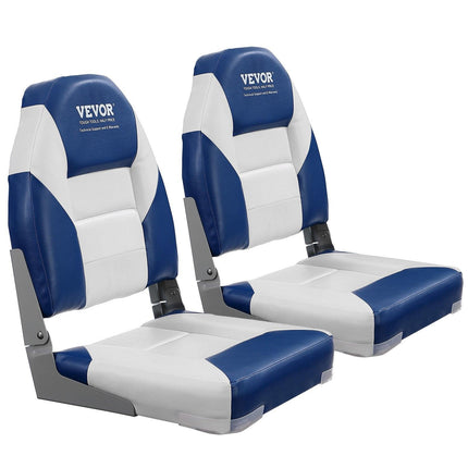 Boat Seats, 555 mm High Back Boat Seat, Folding Boat Chair with Thickened Sponge Padding and Hinge, Fold-Down Boat Captain Chairs for Fishing Boat, Sightseeing Boat, Speedboat, Canoe, 2-Pack.