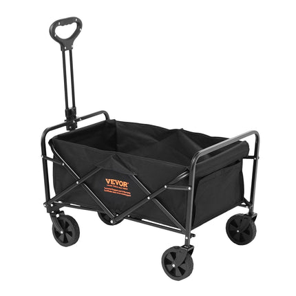 Collapsible Folding Wagon, 2 cu.ft Grass Wagon Cart with All-Terrain 5in Wheels, Heavy Duty Folding Wagon Cart 220 lbs Weight Capacity with Drink Holders, Sports Wagon for Camping, Shopping, Gar.