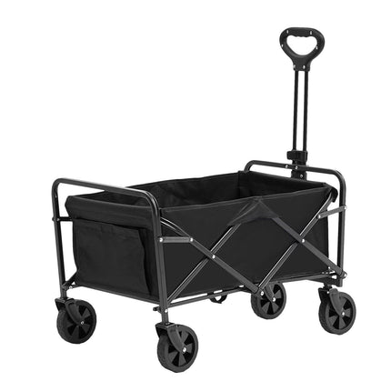 Collapsible Folding Wagon, 2 cu.ft Grass Wagon Cart with All-Terrain 5in Wheels, Heavy Duty Folding Wagon Cart 220 lbs Weight Capacity with Drink Holders, Sports Wagon for Camping, Shopping, Gar.