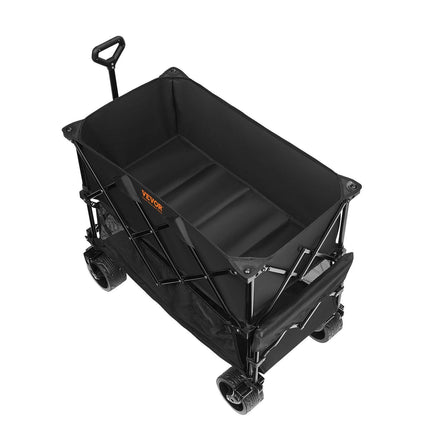 Foldable Double Decker Wagon, 400L Collapsible Wagon Cart with All-Terrain Wheels, Heavy Duty Folding Wagon Cart 350-450 lb Weight Capacity for Camping, Shopping, Garden, 52" Extra Long Extender.