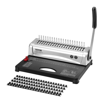 Binding Machine, Comb Binding Machine 21-Holes Binding 450 Sheets, Book Binder Machine with 100 PCS 3/8'' Comb Binding Spines, for Letter Size, A4, A5.