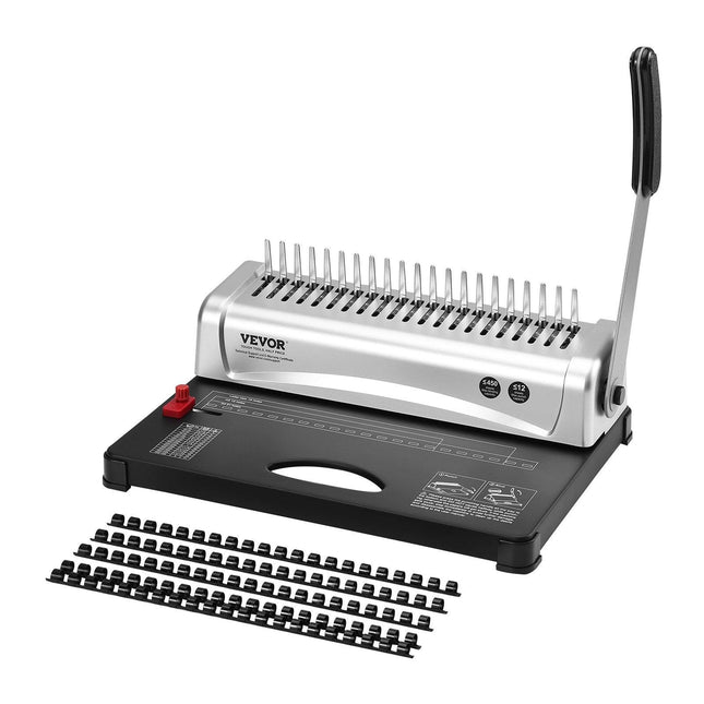 Binding Machine, Comb Binding Machine 21-Holes Binding 450 Sheets, Book Binder Machine with 100 PCS 3/8'' Comb Binding Spines, for Letter Size, A4, A5.