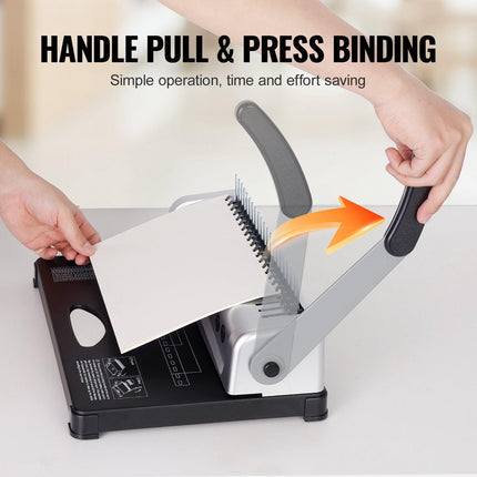 Binding Machine, Comb Binding Machine 21-Holes Binding 450 Sheets, Book Binder Machine with 100 PCS 3/8'' Comb Binding Spines, for Letter Size, A4, A5.