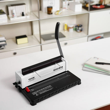 Coil Spiral Binding Machine, Manual Book Maker 34-Holes Binding 120 Sheets, Punch Binder with Adjustable Side Margin, for Letter Size, A4, A5.