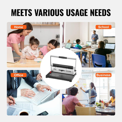 Coil Spiral Binding Machine, Manual Book Maker 34-Holes Binding 120 Sheets, Punch Binder with Adjustable 3/16" - 9/16" Coil Binding Spines and Side Margin, for Letter Size, A4, A5.