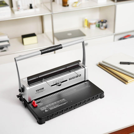 Coil Spiral Binding Machine, Manual Book Maker 34-Holes Binding 120 Sheets, Punch Binder with Adjustable 3/16" - 9/16" Coil Binding Spines and Side Margin, for Letter Size, A4, A5.
