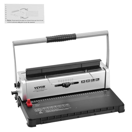 Coil Spiral Binding Machine, Manual Book Maker 34-Holes Binding 120 Sheets, Punch Binder with Adjustable 3/16" - 9/16" Coil Binding Spines and Side Margin, for Letter Size, A4, A5.