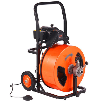 Drain Cleaner Machine Electric Drain Auger 100 FT x 3/4In Auto Feed.